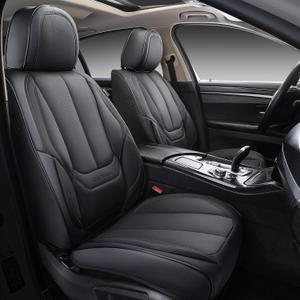 Coverado Seat Covers, Car Seat Covers Front Seats, Car Seat Cover, Car Seat Protector Waterproof, Car Seat Cushion Nappa Leather, Black Seat Covers Carseat Cover Universal Fit for Most Cars