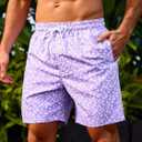 Verdusa Men's Drawstring Waist Swimwear Beach Shorts Swim Trunks with Pockets (L)