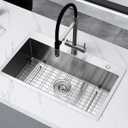 30"x18" Drop-In Kitchen Sink, 304 Stainless Steel Single Bowl Sink, D30"xW18"xH9"