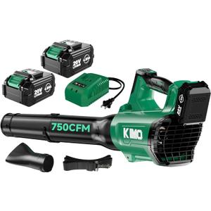 KIMO Cordless Leaf Blower with Battery and Charger, 750CFM 220MPH, 4 Speeds w/Turbo Mode, Brushless Motor, 3 Extended Tube, 2x4.0Ah Battery Powered Leaf Blowers for Lawn Care Patio Cleaning Wet Leaves