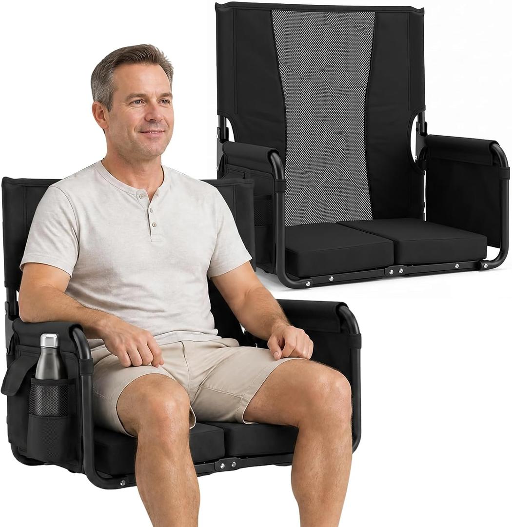 2 x Sekey Stadium Seats with Back Support, Armrests & Soft Cushion, X-Large