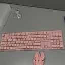 V3 Wireless Keyboard and Mouse with Single Backlit, Metal Panel, Bluetooth/2.4G Rechargeable Computer Keyboard and Mouse Combo Silent Lighted Full Size Cute Keyboards-Pink