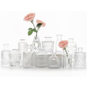12pcs Glass Bud Vase Set, Small Clear Flower Vases for Centerpieces in Bulk, Mini Vintage Vase for Wedding, Home,Table Decoration