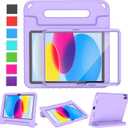 LTROP Kids Case for New iPad (A16) 11th Generation 11-inch 2025/ 10th Generation 10.9-inch 2022 with Screen Protector, Lightweight Shockproof Handle Stand Kids Cover for iPad 11/10 Gen, Light Purple