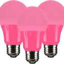 Sunlite 40453 LED A19 Colored Light Bulb, 3 Watts (25w Equivalent), E26 Medium Base, Non-Dimmable, UL Listed, Party Decoration, Holiday Lighting, 3 Count, Pink