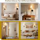 DORESshop Battery Operated Wall Sconce Set of 2, Wireless Wall Light Easy to Install, 7 Color Rechargeable Wall Sconces, Sconce Wall Decor Set of 2 for Bedroom, Living Room, Gold and Black, 24.6in