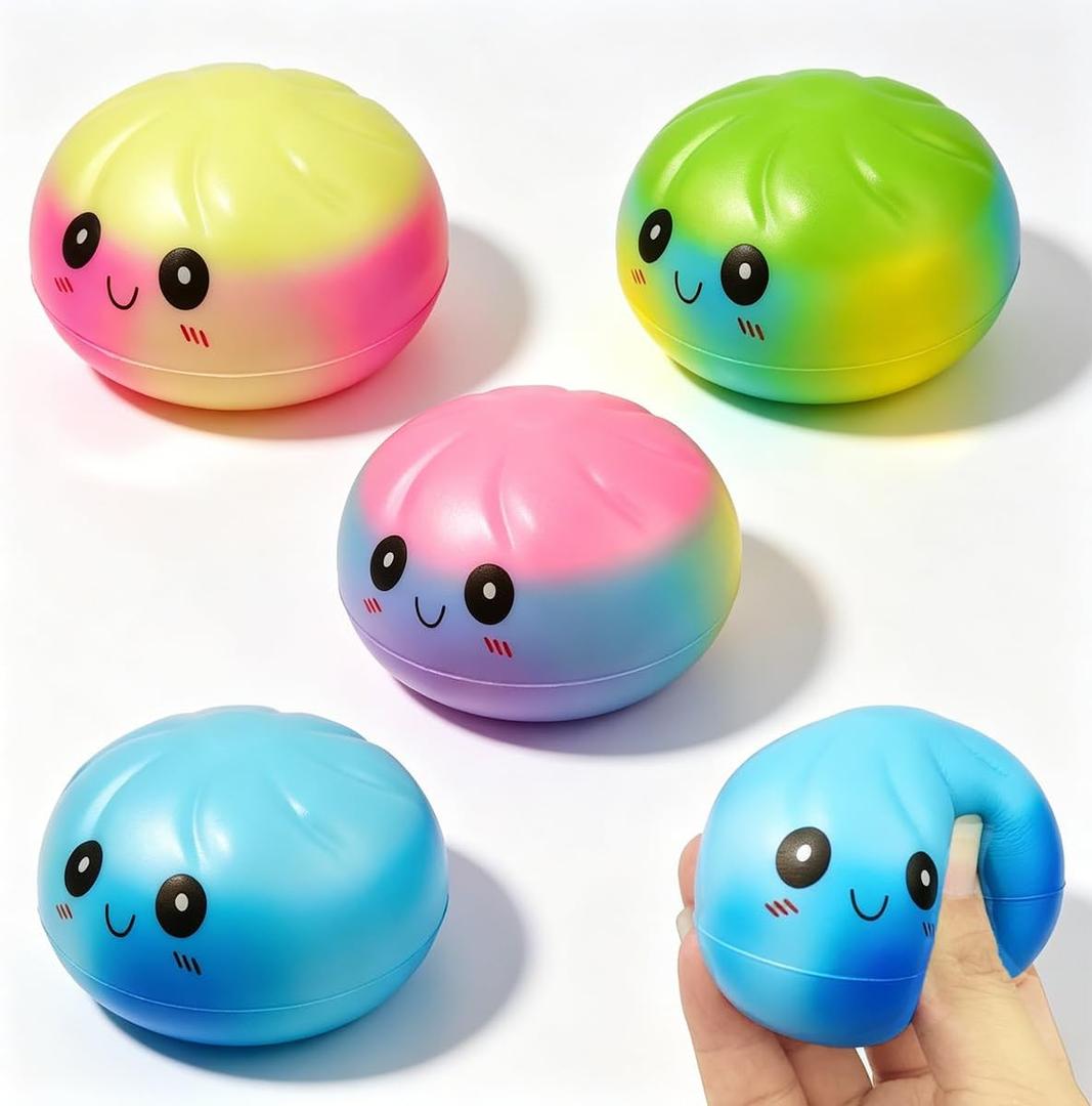 4 Pack Dumpling Squishy Toys Cute Slow Rising Squishies Stress Relief Squeeze Toys for Adults Desk Toys Kids Party Favors Birthday Gifts
