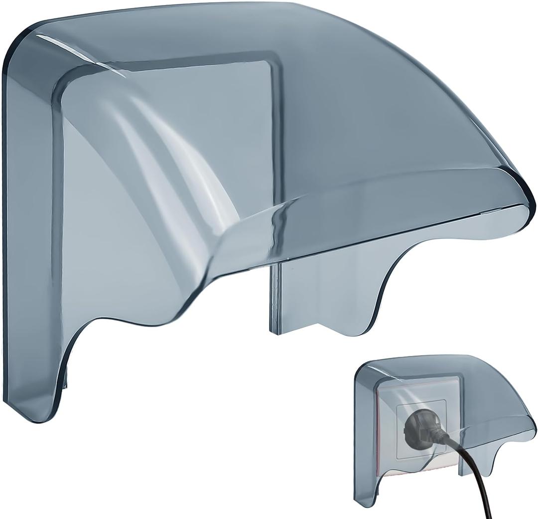 Outdoor Waterproof Outlet Cover, 2.67" x 3.25" Small Socket Protector Self Adhesive Wall Plate Cover for Single-Gang Electrical Outlets, for Duplex Receptacle (NEMA 5-15R) (Not for Oversized Plugs)