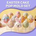 2 Pcs Easter Cake Pop Molds with 100 Sticks & Silicone Fondant Mold,Bunny&Egg shaped Cake Pop Mold | Non-3D Printed | Dishwasher Safe | Baking Molds for Family Holiday Desserts