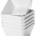 Samsle Porcelain Cereal Bowls, 16 oz Square Serving Bowls Set, 5 Inch White Ceramic Bowls for Salad, Soup, Snack, Dessert and Marmalade, Dishwasher & Microwave Safe, Set of 6