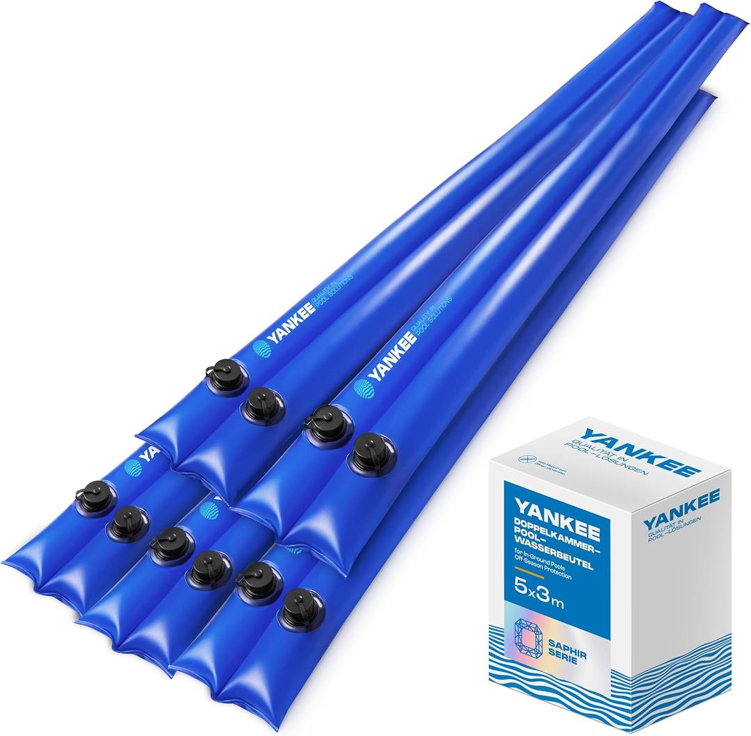 10 ft. Dual Chamber Pool Water Tubes for Pool Cover (5 Pack), Extra Durable 0.4 mm PVC (27 Gauge), Water Bags for Pool Cover Inground, Pool Winterizing Kit by Yankee Pool Pillow