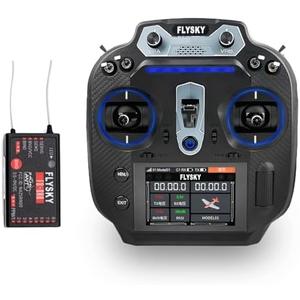 Authticar Flysky FS-ST16 Pro Radio Transmitter & FS-SR8 8CH Receiver Combo, 3.5" IPS Screen, Dual Band 2.4G/900MHz, Hall Effect Gimbals, OpenTX System, for Airplane, FPV, RC Car (Left Hand Throttle)