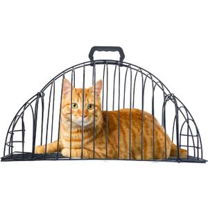 Escape-Proof Metal Cat Bathing Cage,Scratch-Resistant Grid,Dual Doors,Portable Shower Cage with Carry Handle for Small Cats (Small)
