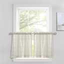 Lush Decor Farmhouse Textured Sheer Kitchen Window Curtain Tiers Set, 29"W x 24"L, Beige