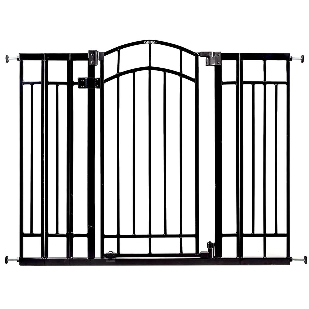 Ingenuity Multi-Use Decorative Extra Tall Walk-Thru Baby Gate, Fits Openings 28.5-48 Inch (Pack of 1), Black Metal, for Doorways and Stairways, 36' Tall Baby and Pet Gate, Black, One Size