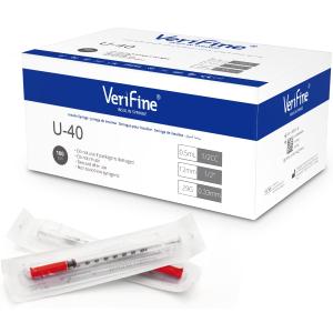 Verifine Insulin Syringe, U-40 29G 1/2 0.5ML Individually Sealed (100 Counts)