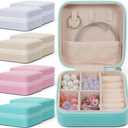 Mini Travel Jewelry Case, Portable Jewelry Organizer Box, Multi-Compartment Storage for Earrings, Necklaces, Rings, Gift for Women, Girls, 8 Pcs, 4 Colors