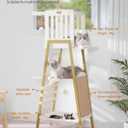 FourFurPets Modern Cat Tree, 58-Inch Cat Tower for Large Cats, Maine Coon Cat Tree with Scratching Board, Large Perch, Hammock and Removable Pads, White