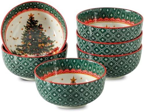 glowworm Christmas Cereal Bowls, 26 Oz Soup Bowls Set of 5 for Kitchen, Bowls Set for Rice, Oatmeal, Dessert, Dishwasher & Microwave safe