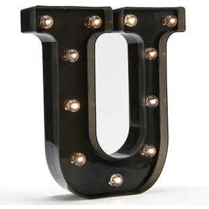 OYCBUZO Light Up Black Alphabet Marquee Letters Sign LED Marquee Number Lights Sign for Night Light Home Bar Christmas Lamp Birthday Party Wedding Decoration U