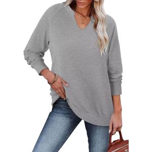 StunShow Women Sweatshirts Long Sleeve Shirts V Neck Casual Cute Loose Fit Lightweight Pullover Tops