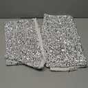 LIGICKY Set of 2 Silver White Glitzy Sequin Throw Pillow Covers Sparkling Decorative Gilter Metallic Square Cushion Cover Glam Pillow Cases for Sofa Couch Bedroom Home Party Decor (16 x 16 Inches)