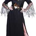 EraSpooky Women Spider Witch Vampire Long Halloween Dress, M