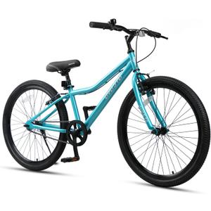 Bilbo 18 20 24 Inch Kids Bike for Boys Girls Youth 5-14 Years Old | Retro Style High Carbon Steel Durable Frame, Adjustable Handlebars and Seat, Dual V-Brakes, Single Speed, Kickstand, 24 Inch with Kickstand