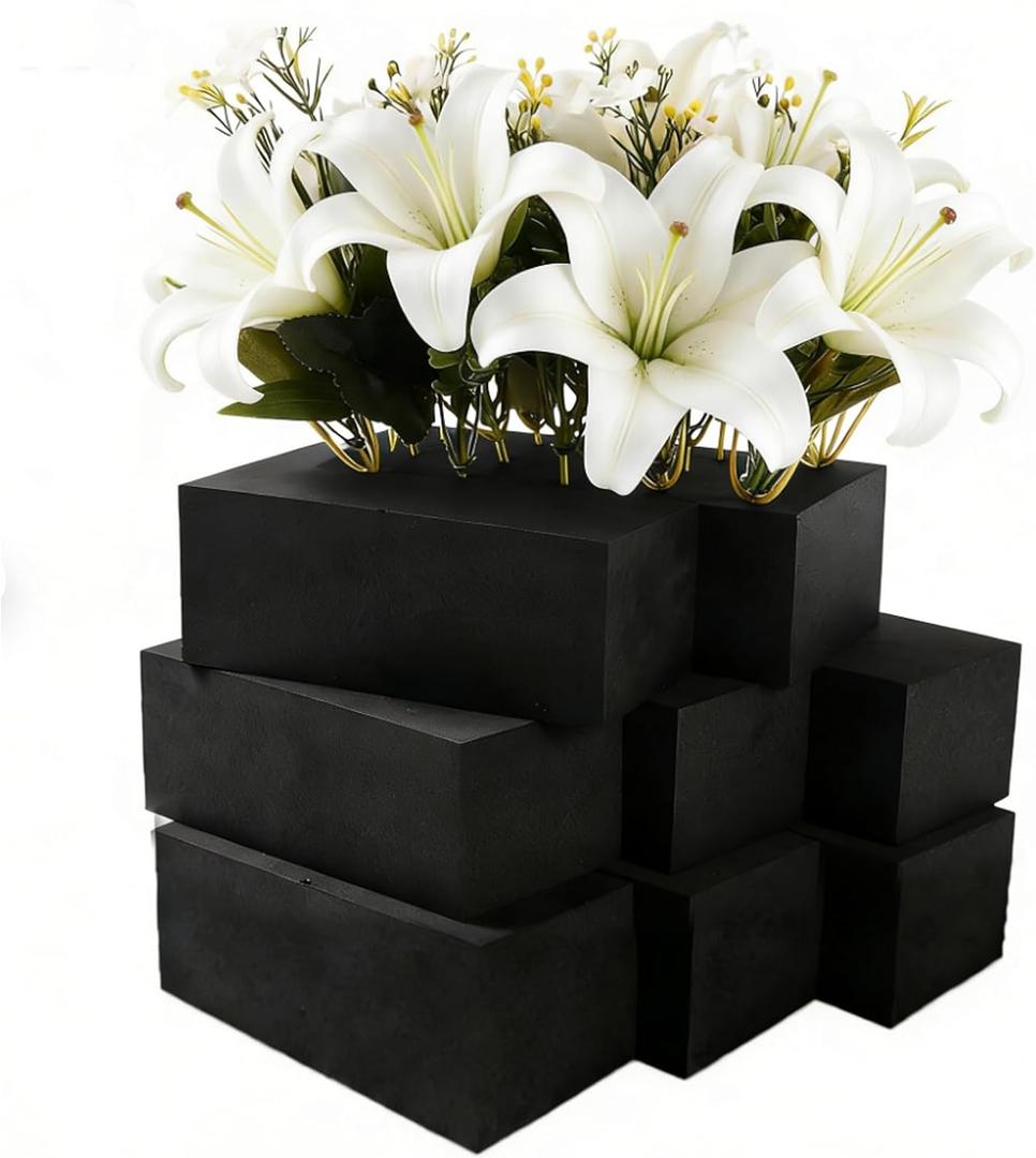 16 Piece Reusable Floral Foam Blocks black, 9 x 3 x 3 Inch, Water Resistant, for Artificial Flower Arrangements, Outdoor Planters, Wedding Decor (16, 9 * 3 * 3)