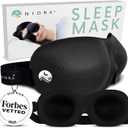Nidra Contoured Sleep Mask for Side Sleepers – Zero Pressure Fit, Light Blocking Eye Shade for Sleeping & Travel – Black, Standard Size
