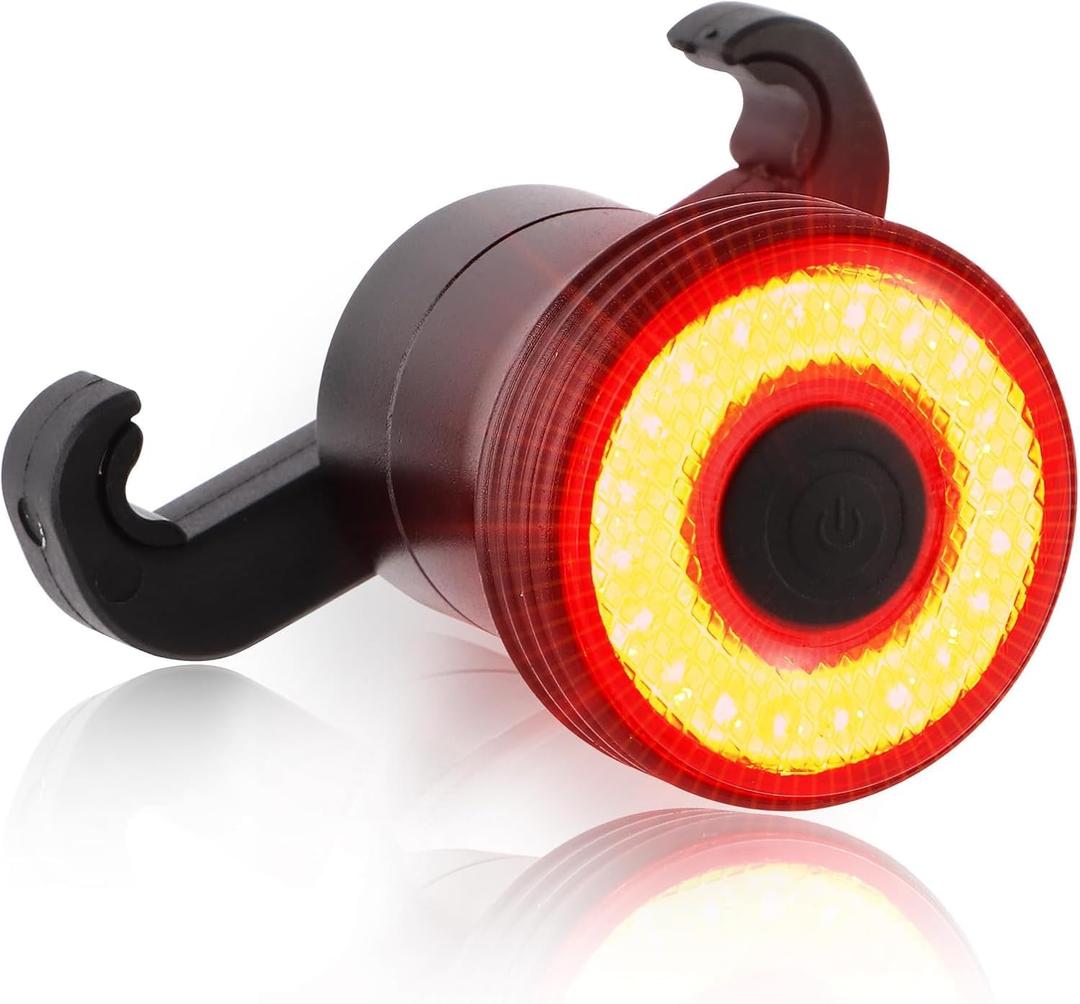 Smart Bike Tail Light, Brake Sensing, Auto On/Off, Super Bright 22 LEDs Rear Bike Light, 5 Lighting Modes, USB C Rechargeable Bicycle Taillight, IP65 Waterproof, Saddle and Seatpost Mount