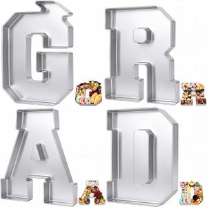 Tellingyou 4 Pcs 13.7" 2026 Charcuterie Numbers Fillable Graduation Disposable Mache Box Chocolate Candy Tray Grad Container Decoration(Silver,Grad)
