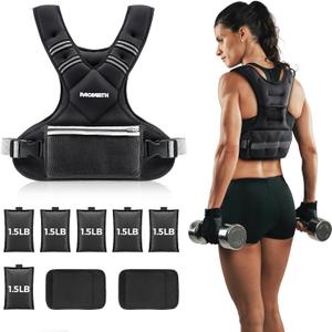 PACEARTH Adjustable Weight Vest 11-20lbs  X-Shape Weighted Vest for Women and Men, Home Workout Ironsand Vest with Zipper Pouch and 6 Weight Packs Black