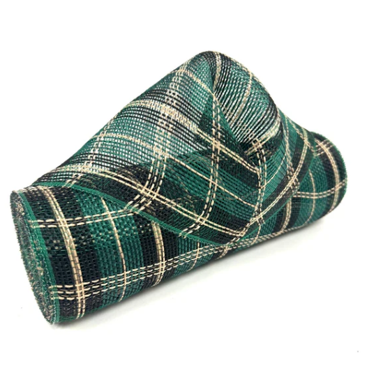 Seasonal Celebrations! Deco Mesh 4 Rolls Green Plaid 10" x 6' Each