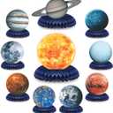 10 Pieces Space Solar System Theme Honeycomb Centerpieces Table Topper Outer Space Party Supplies Planet Honeycomb Galaxy Photo Booth Props for Birthday Party Decorations