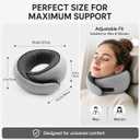 Travel Neck Pillow, Neck Support Pillow with Memory Foam, Breathable Skin Friendly Cover, Removable Washable Case, with Eye Mask Earplugs & Portable Storage Bag for Travel,Grey