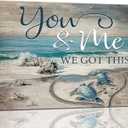 Yerretin Beach Sea Turtle Bathroom Wall Art Ocean Turtle Pictures Wall Decor Coastal Nautical Seascape Canvas Painting Love Artwork Home Decoration for Bedroom Office Framed 16"x12"