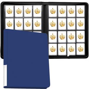 16 Pocket Toploader Binder, Holds 640 Cards, Ringless Design Side-Load Toploaders Holder for 3"x4" Top Loader Trading/Sports Cards Top Loaders (Blue)