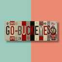 Ohio State Buckeyes Go Buckeyes License Plate Sign - Metal Wall Art 16x6 Inch Aluminum - Scarlet Gray - Big Ten Fan Cave Dorm Decor - UV-Resistant Ready to Hang College Wall Sign