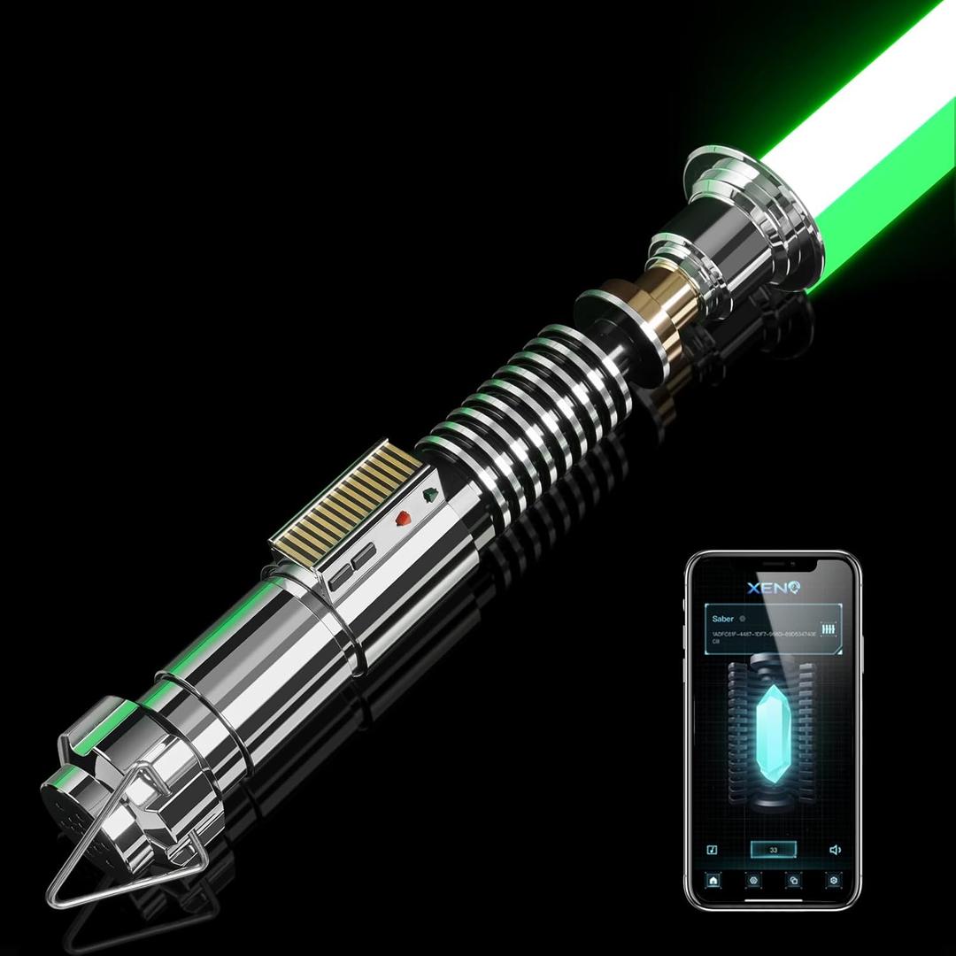 Upgrade XRGB3.0 Smooth Swing Motion Control Light Saber, 16 Sound Fonts Light Saber, Infinite Color Changing Rechargeable, Metal Hilt, Support Heavy Dueling Luke V2 Light Sabers with Stand Toy Tool, Large