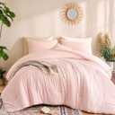 Weigelia Pink Comforter Set Full Size, All Season Lightweight Bedding Set Soft Microfiber Full Comforter Set, Machine Washable, Blush Pink Solid Color Bed Set (1 Comforter, 2 Pillowcase)