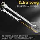 Extra Long Flex-Head Ratcheting Wrench Set, SAE 1/4" to 13/16", 5 Pcs Double Box End Long Handle Ratchet Wrenches, 72-Teeth, CR-V Labor-Saving Aviation Spanner with Pouch, Extra Torque for Tight Bolts