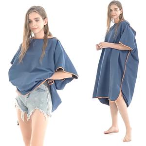 Quick Dry Surf Poncho Changing Towel Robe Hoodie for Adults Men Women,Microfiber Beach Wetsuit Tops Surfing Swimming Bathing Parka -One Size Fits All (Dark Blue)