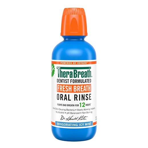 TheraBreath Fresh Breath Mouthwash, Icy Mint Flavor, Alcohol-Free, 16 Fl Oz 