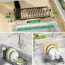 CosyPic Small Dish Drying Rack, Expandable Sink Dish Rack Over Sinks, Dish Drainer for Kitchen Counter with Cutlery Holder, Space-Saving for Small Kitchens, Black