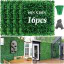 16 Pcs 10" X 10" Artificial Grass Wall Panels, UV-Resistant Fake Boxwood Panels Faux Green Grass Wall Greenery for Indoor Outdoor Patio Balcony Office Privacy Fence Wedding Party Photo Backdrop Decor