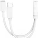 iPhone Headphone Adapter, [Apple MFi Certified] 2-in-1 Lightning/USB Type C to 3.5 mm Headphone Jack Adapter, iPhone Aux Adapter Converter Dongle Audio Cable for iPhone 17 16 15 14 13 12 11 XS XR X 8
