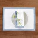 Solino Home Linen Napkins Set of 4-100% Pure Linen Chambray Blue and White Dinner Napkins Cloth 20 x 20 Inch for Spring, Summer, Mothers Day - Classic, Handcrafted and Machine Washable