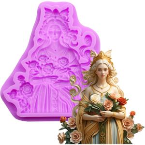 Goddess Rose Silicone Fondant Molds Flower Fairy Chocolate Baking Molds for Cake Decorating Cupcake Topper Gum Paste Candy Polymer Clay