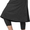 Women Athletic Knee Length Skirts with Leggings,Skorts Leggings&Skirted Capris Skorts for Women Yoga Pockets (Large, Black Charcoal)